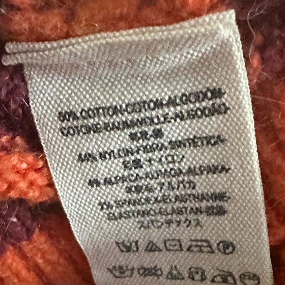 Free People Complete Me Alpaca Blend Orange Plum Striped Long Sleeve Sweater XS - Picture 5 of 7